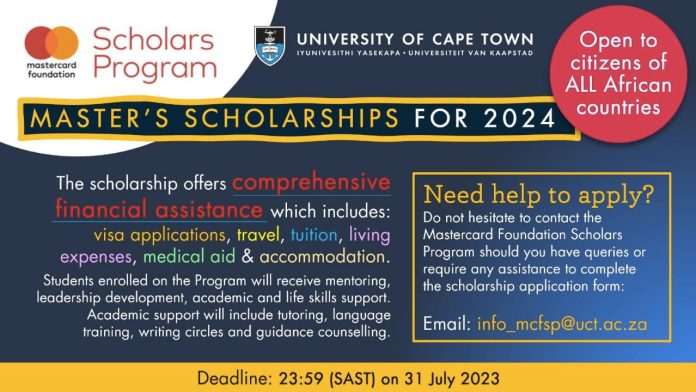 University of Cape Town Mastercard Scholarship For International Students
